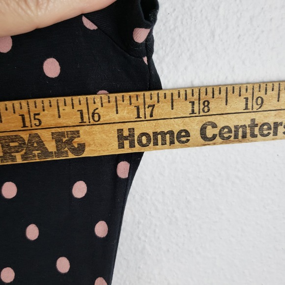 Boden Women's 4 Petite Amelie Jersey Dress Black With Pink Polka Dot Cap Sleeve - Picture 7 of 10